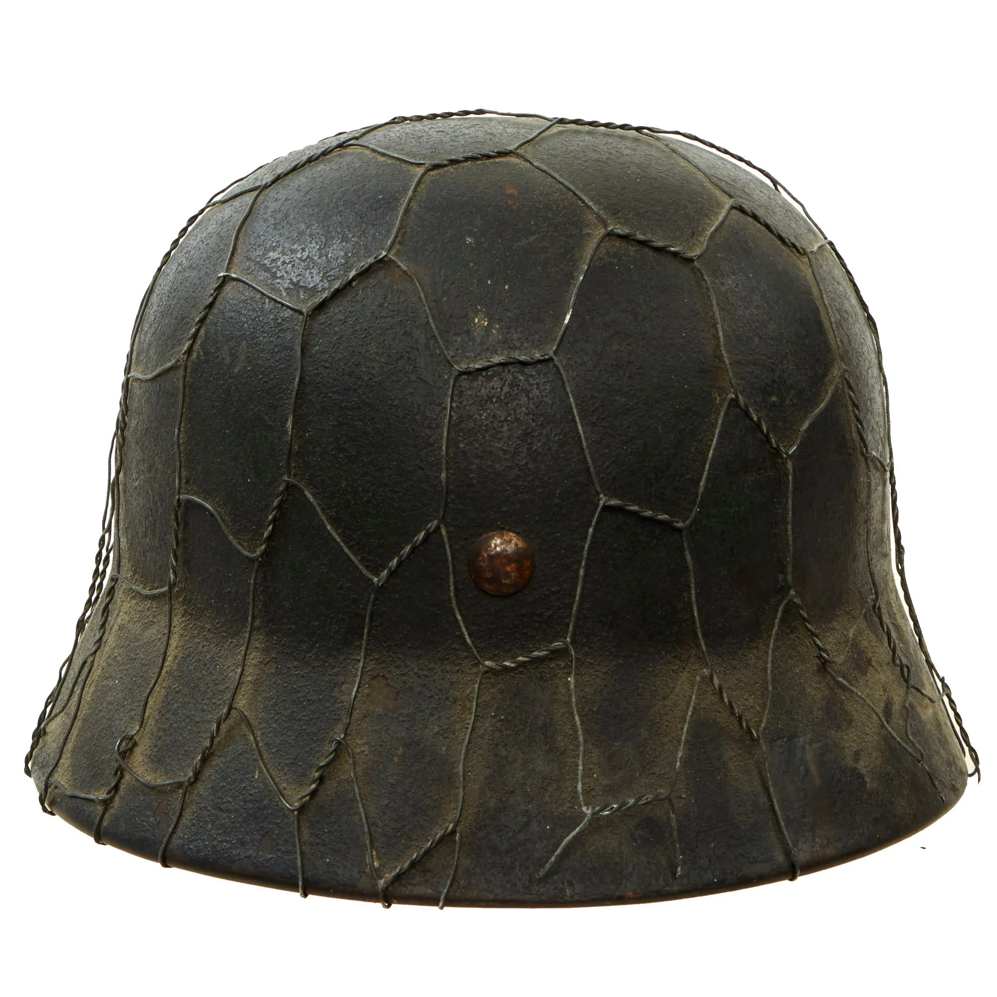 Original German WWII M40 Single Decal Luftwaffe Chicken Wire Helmet with 56cm Liner & Chinstrap - stamped hkp64