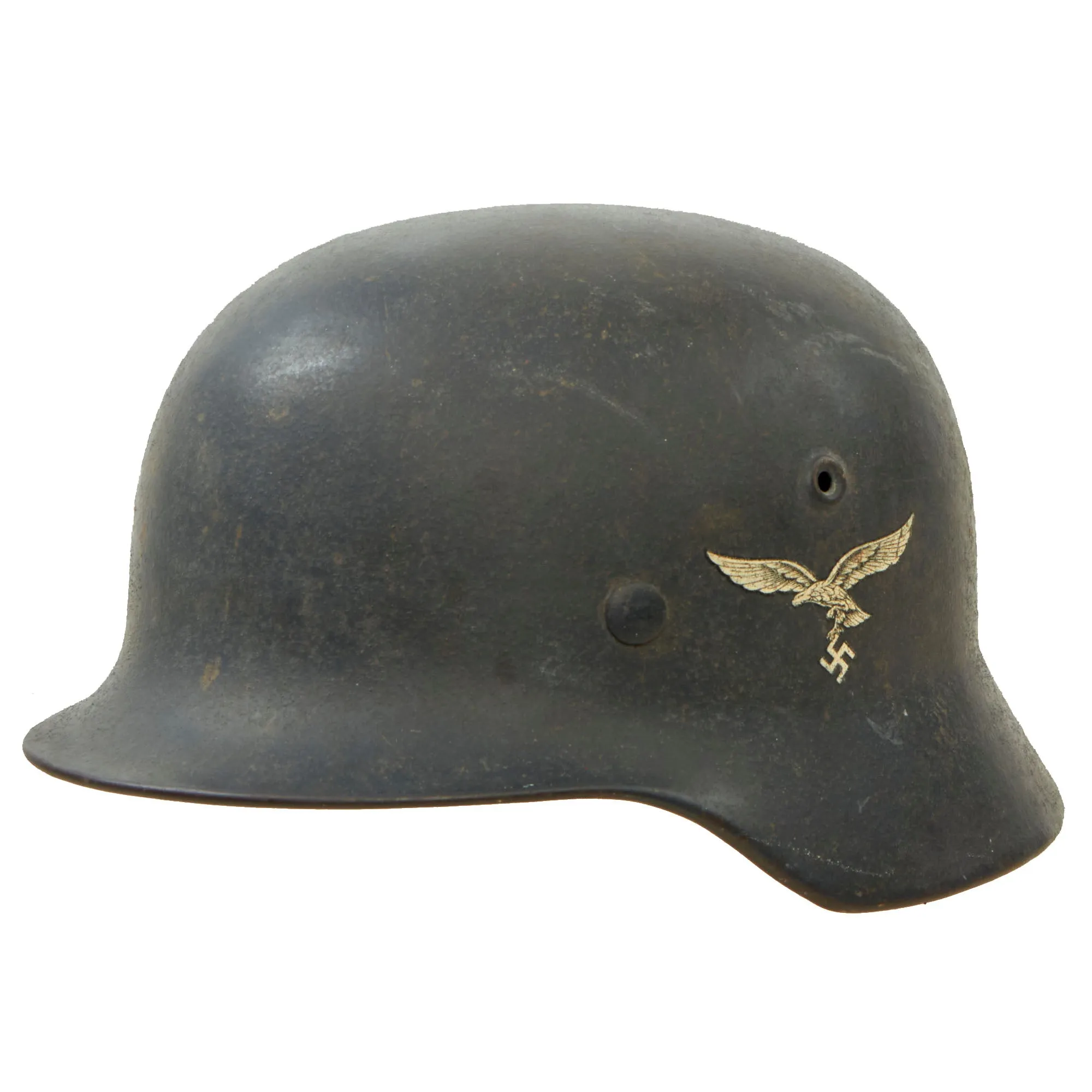 Original German WWII M40 Single Decal Luftwaffe Helmet with 1940 Dated Size 58 Liner- SE68