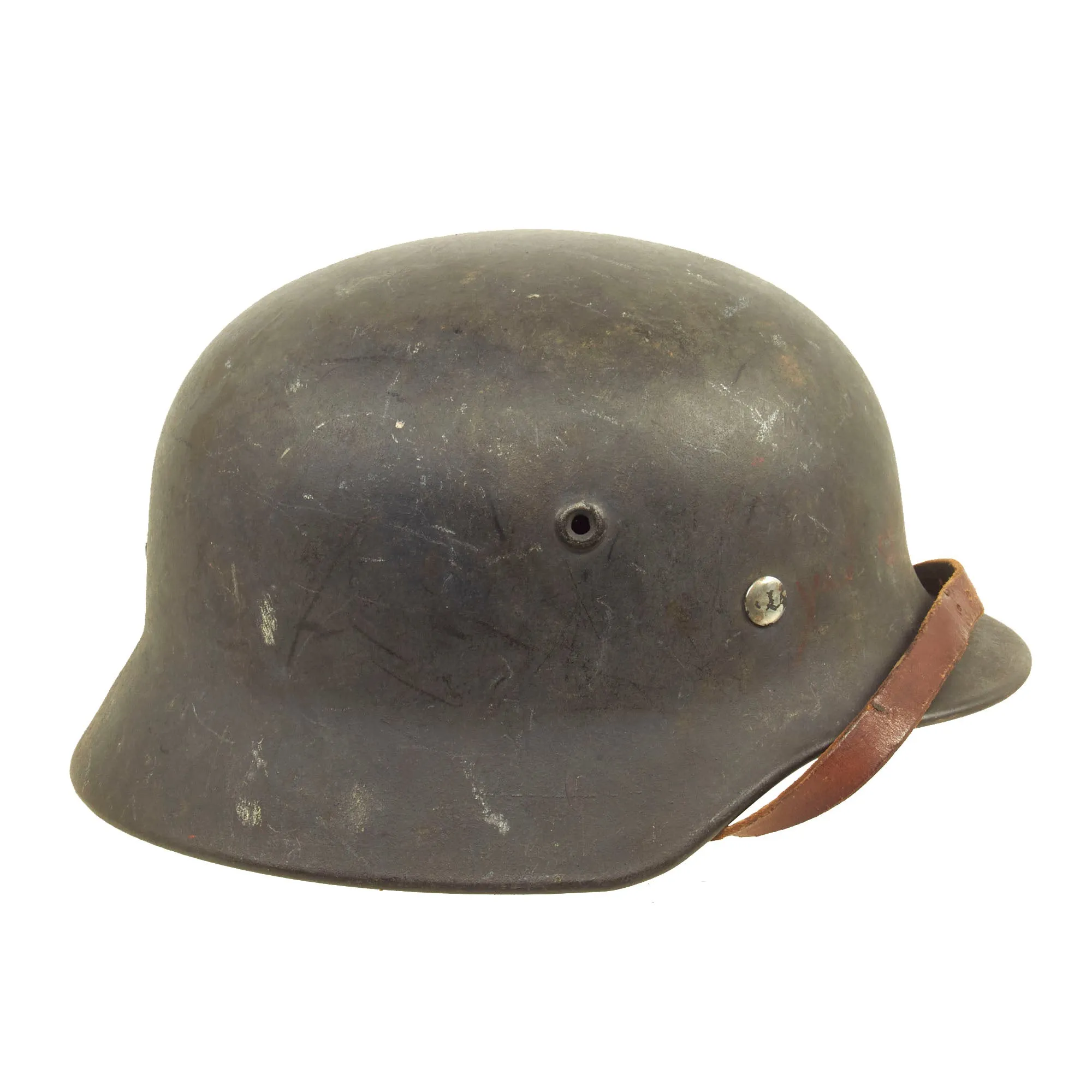 Original German WWII M40 Single Decal Luftwaffe Helmet with 1942 Dated Size 57 Liner & Chinstrap - Q64