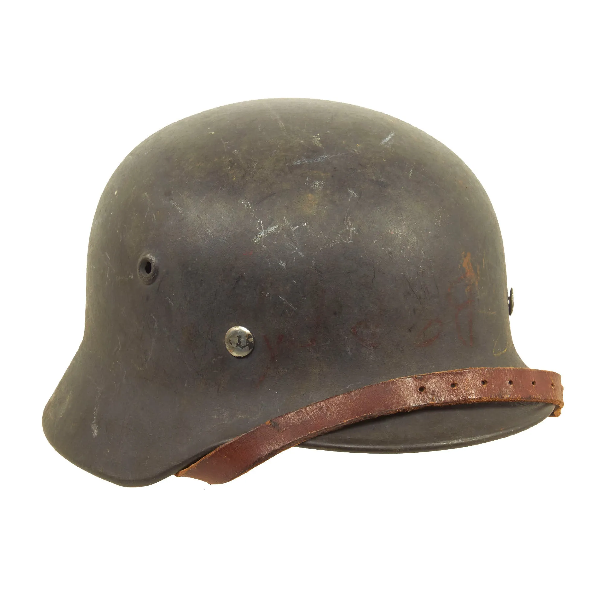 Original German WWII M40 Single Decal Luftwaffe Helmet with 1942 Dated Size 57 Liner & Chinstrap - Q64