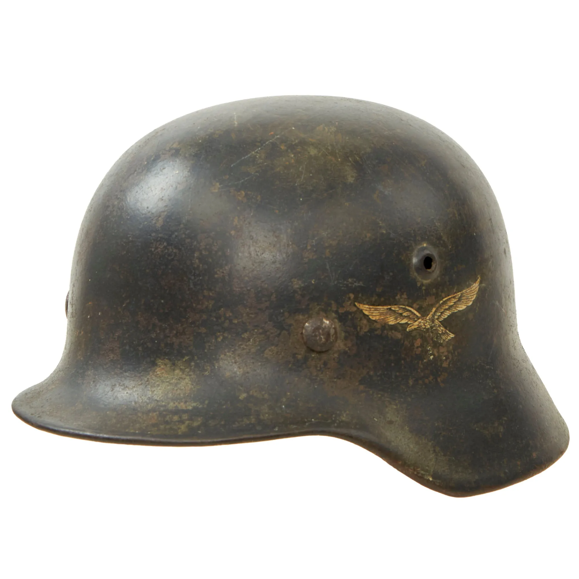 Original German WWII M40 Single Decal Luftwaffe Helmet with 55cm Liner & Broken Chinstrap - Stamped SE62