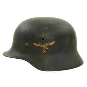 Original German WWII M40 Single Decal Luftwaffe Helmet with Size 56cm Liner - EF64