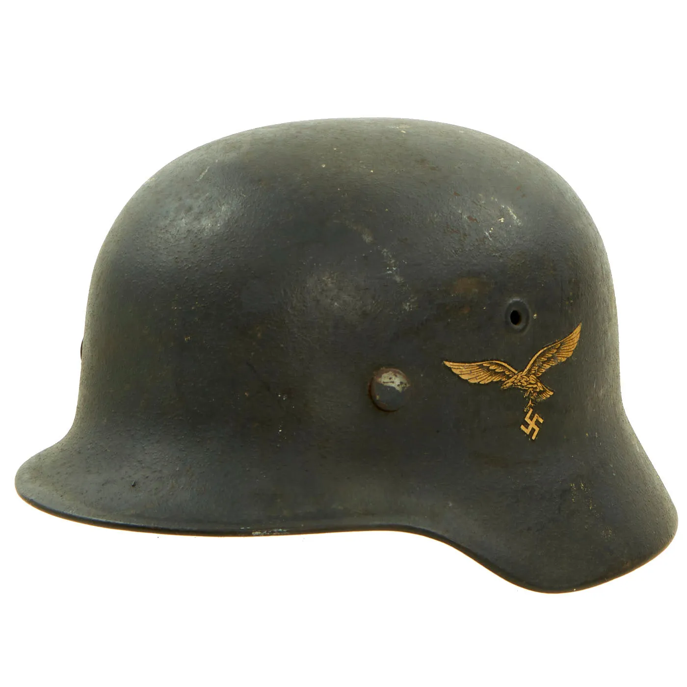 Original German WWII M40 Single Decal Luftwaffe Helmet with Size 56cm Liner - EF64