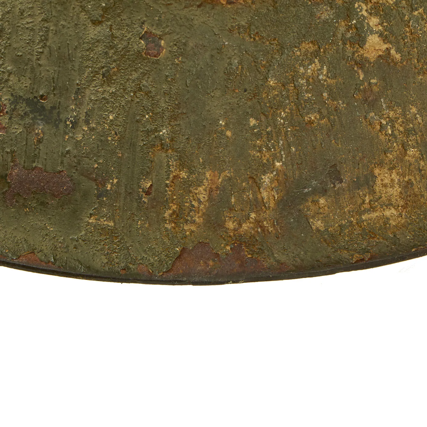 Original German WWII M42 Army Heer Concrete Green Over Tan Camouflage Helmet Shell with Liner Band - EF68