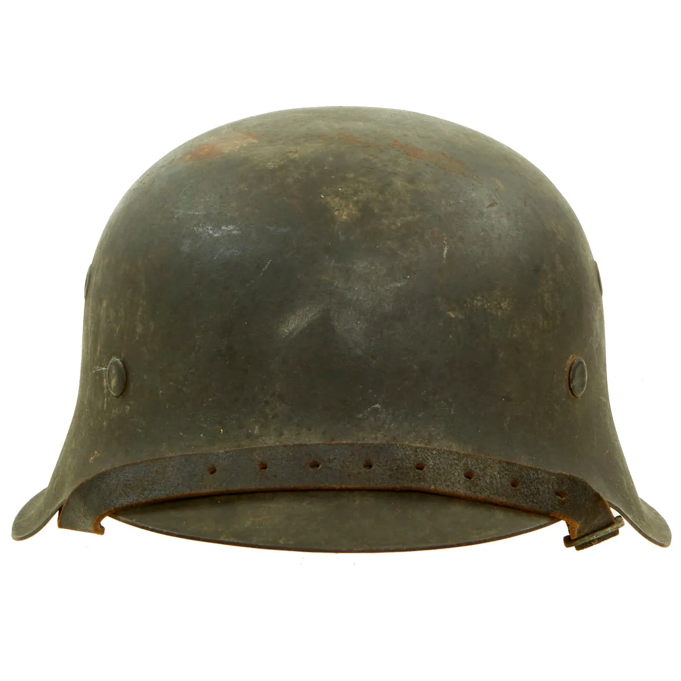 Original German WWII M42 Army Heer Helmet with Dome Stamp, 58cm Liner & Chinstrap - marked NS66