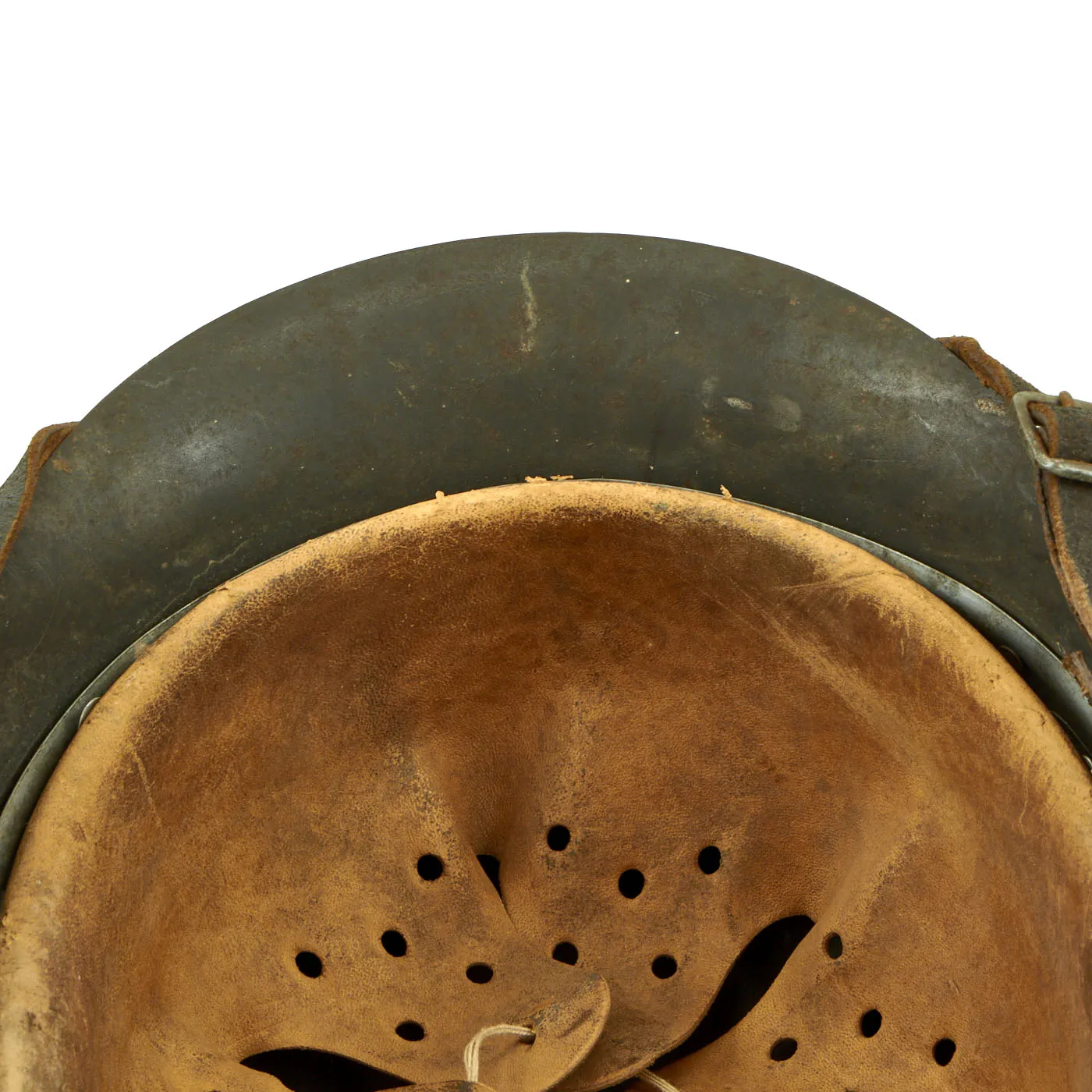 Original German WWII M42 Army Heer Helmet with Dome Stamp, 58cm Liner & Chinstrap - marked NS66