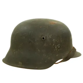 Original German WWII M42 Army Heer Helmet with Dome Stamp, 58cm Liner & Chinstrap - marked NS66