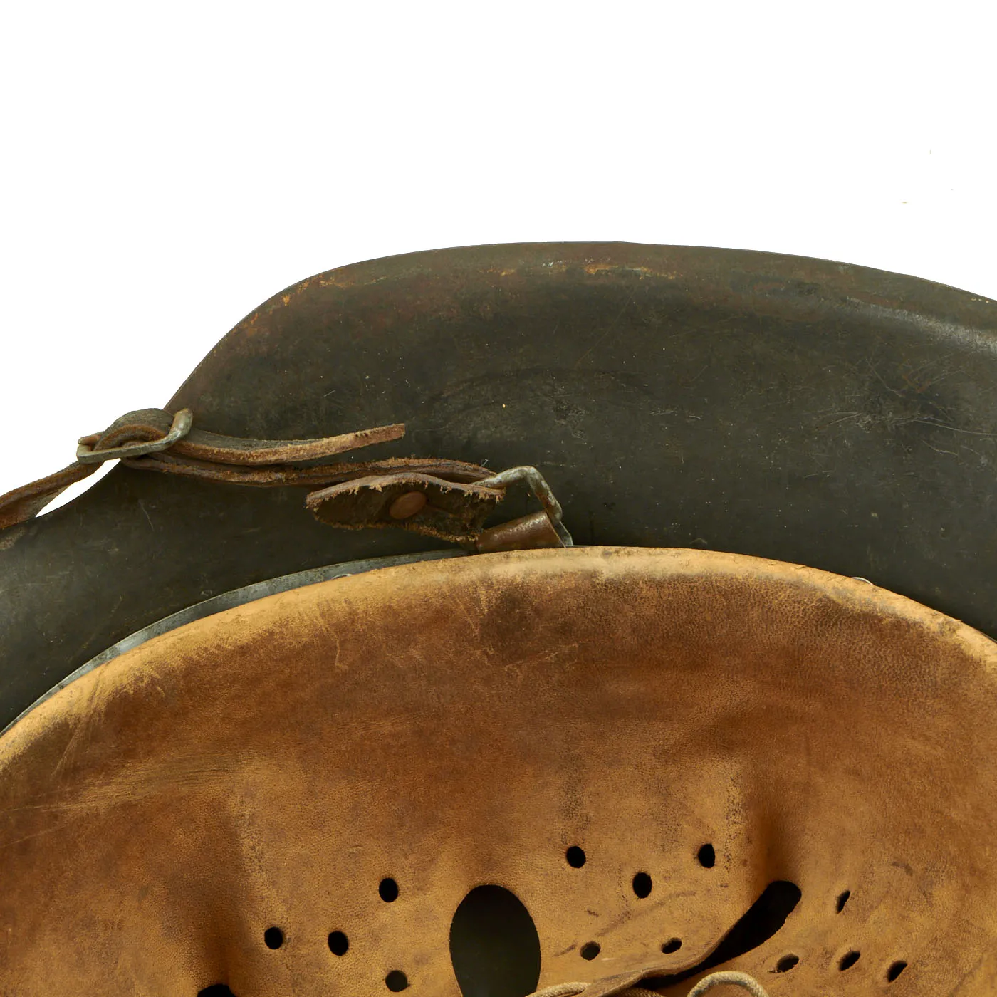 Original German WWII M42 Army Heer Helmet with Dome Stamp, 58cm Liner & Chinstrap - marked NS66