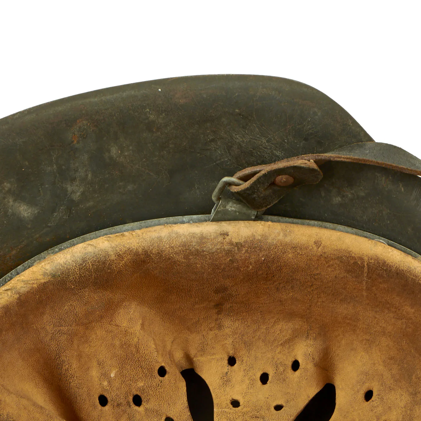 Original German WWII M42 Army Heer Helmet with Dome Stamp, 58cm Liner & Chinstrap - marked NS66