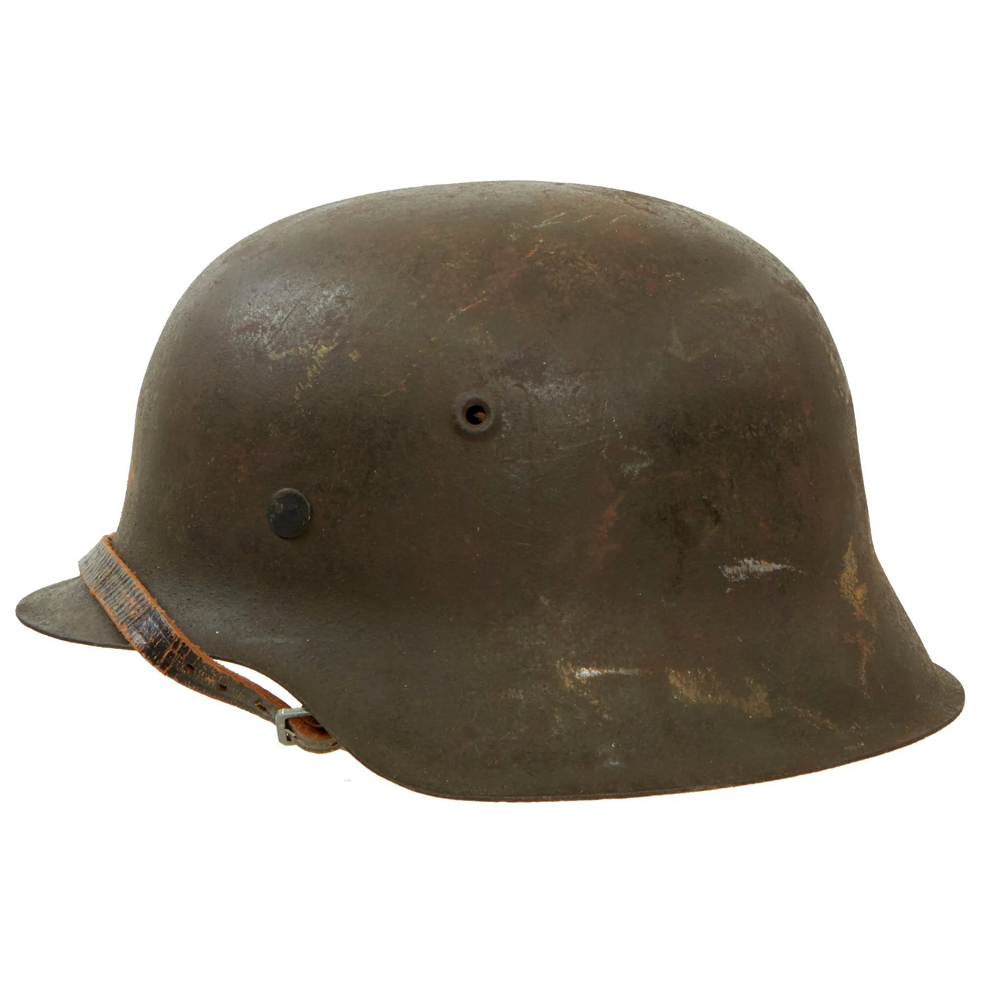 Original German WWII M42 Army Heer "No Decal" Helmet with Liner & Chinstrap - ckl64