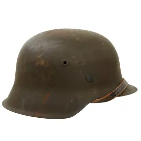 Original German WWII M42 Army Heer "No Decal" Helmet with Liner & Chinstrap - ckl64