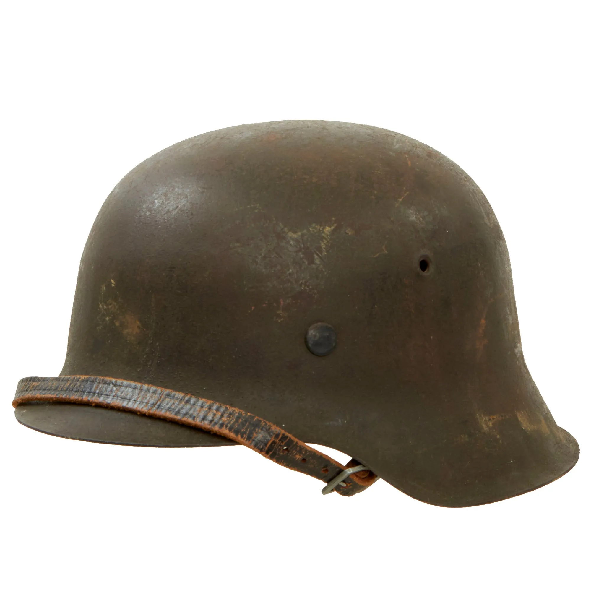 Original German WWII M42 Army Heer "No Decal" Helmet with Liner & Chinstrap - ckl64