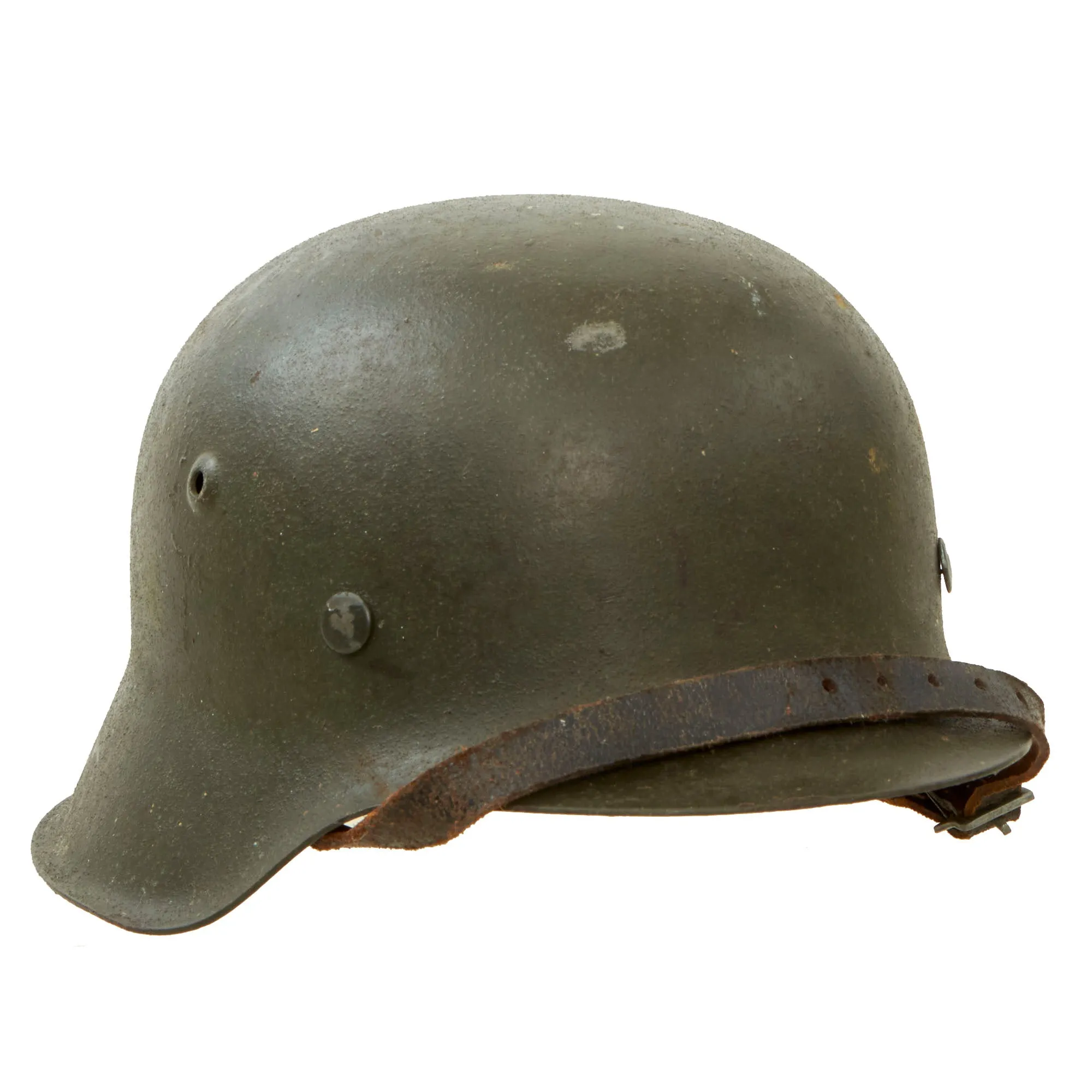 Original German WWII M42 Army Heer "No Decal" Textured Paint Helmet with 56cm Liner & Chinstrap - ckl64