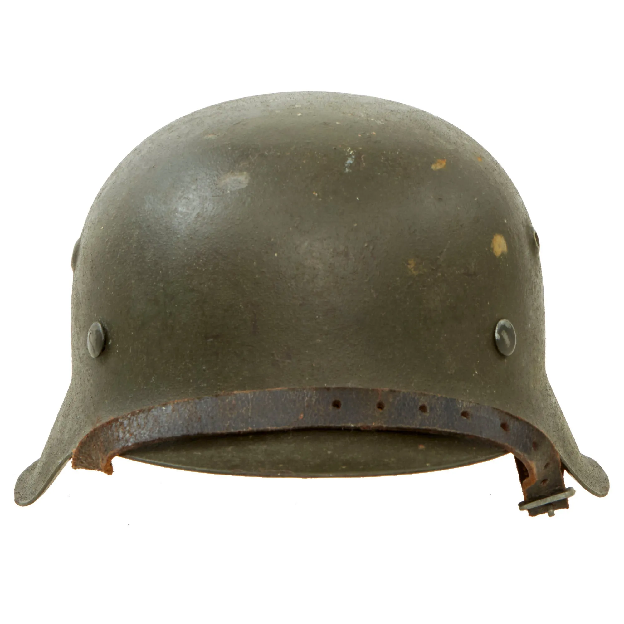 Original German WWII M42 Army Heer "No Decal" Textured Paint Helmet with 56cm Liner & Chinstrap - ckl64