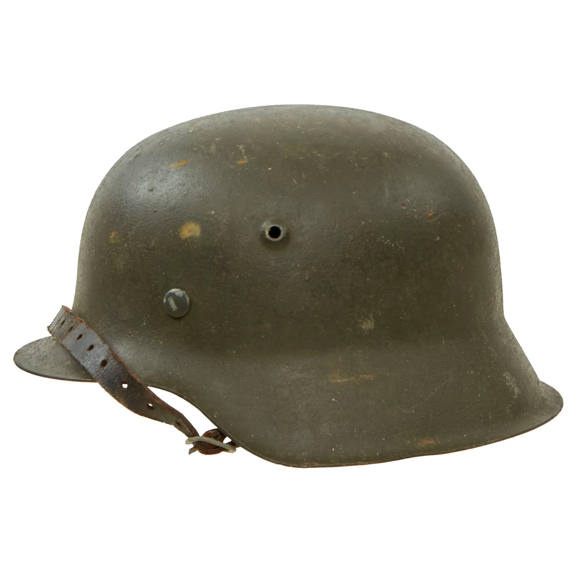 Original German WWII M42 Army Heer "No Decal" Textured Paint Helmet with 56cm Liner & Chinstrap - ckl64