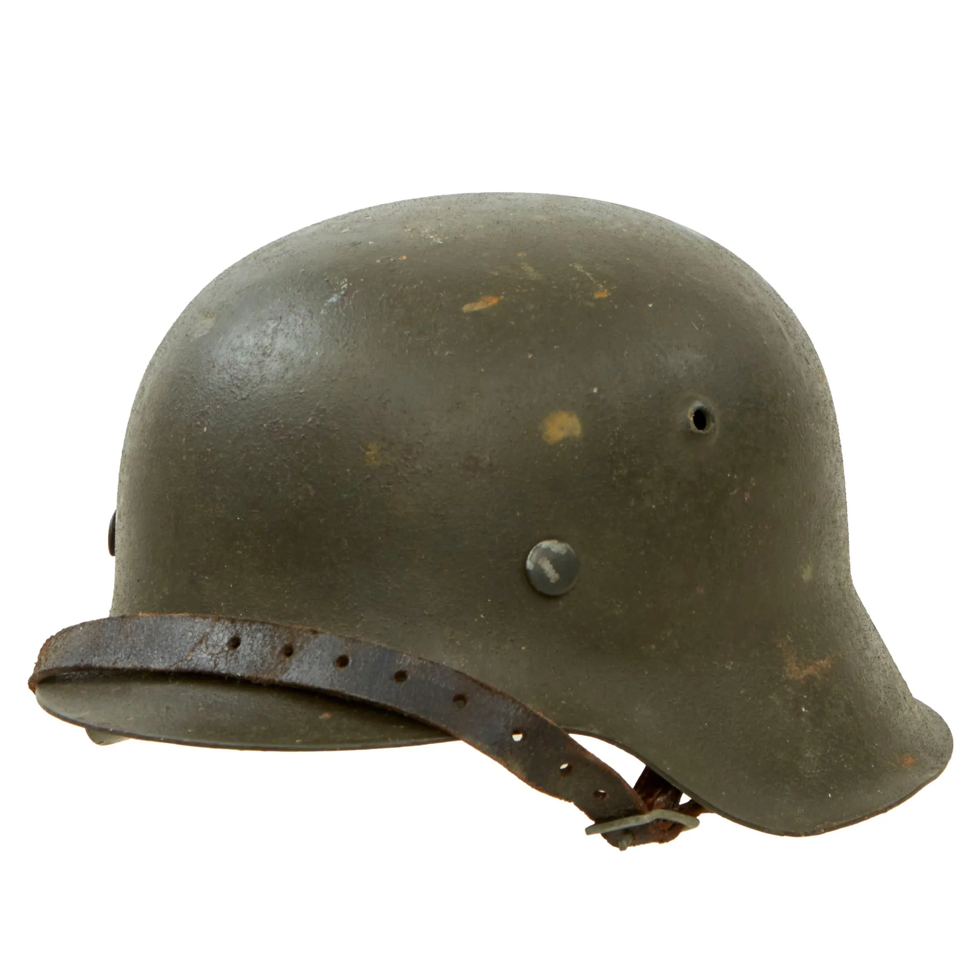 Original German WWII M42 Army Heer "No Decal" Textured Paint Helmet with 56cm Liner & Chinstrap - ckl64