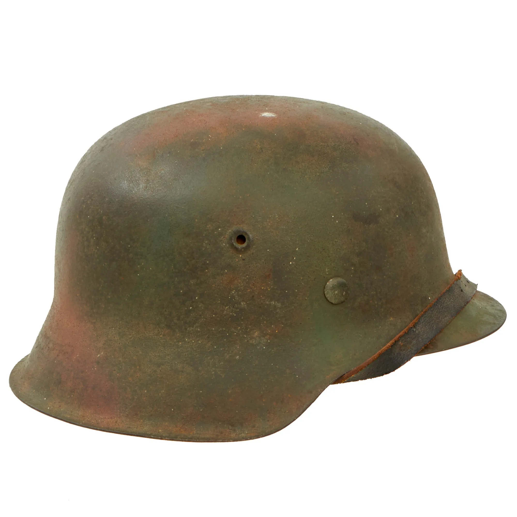 Original German WWII M42 Army Heer Single Decal Camouflage Helmet with Aged Replica Liner & Chinstrap - stamped ckl64