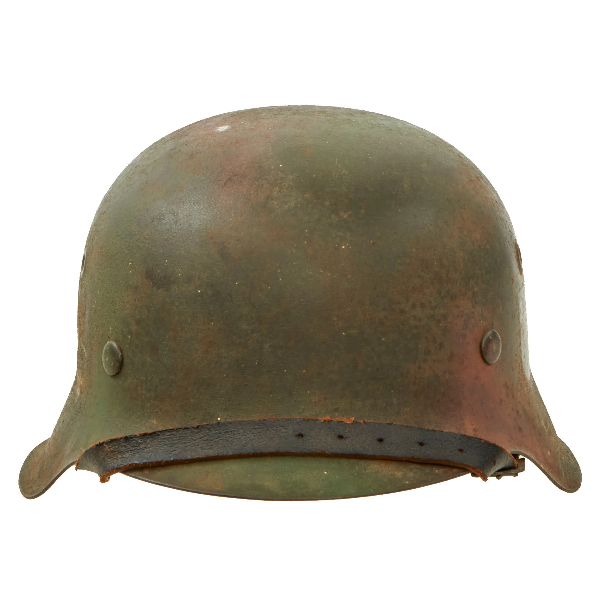 Original German WWII M42 Army Heer Single Decal Camouflage Helmet with Aged Replica Liner & Chinstrap - stamped ckl64