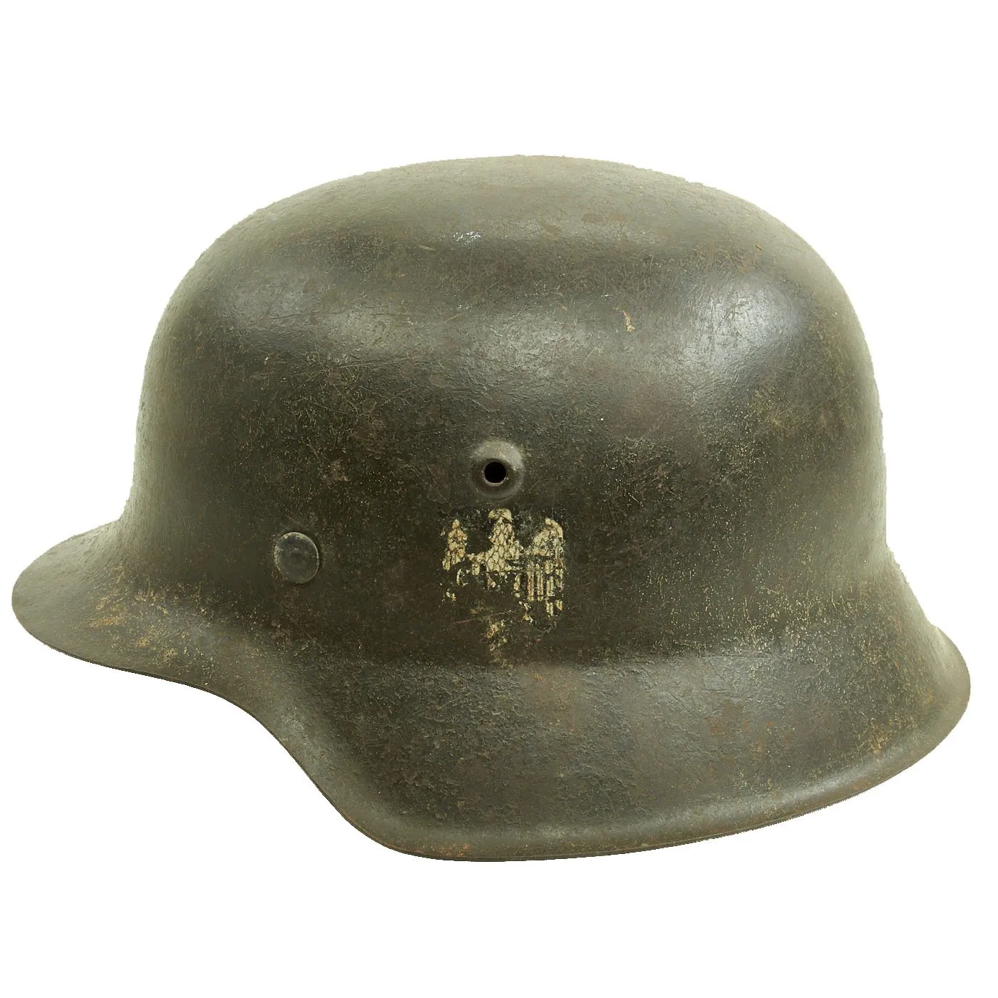 Original German WWII M42 Service Worn Single Decal Army Heer Helmet with Liner - hkp66