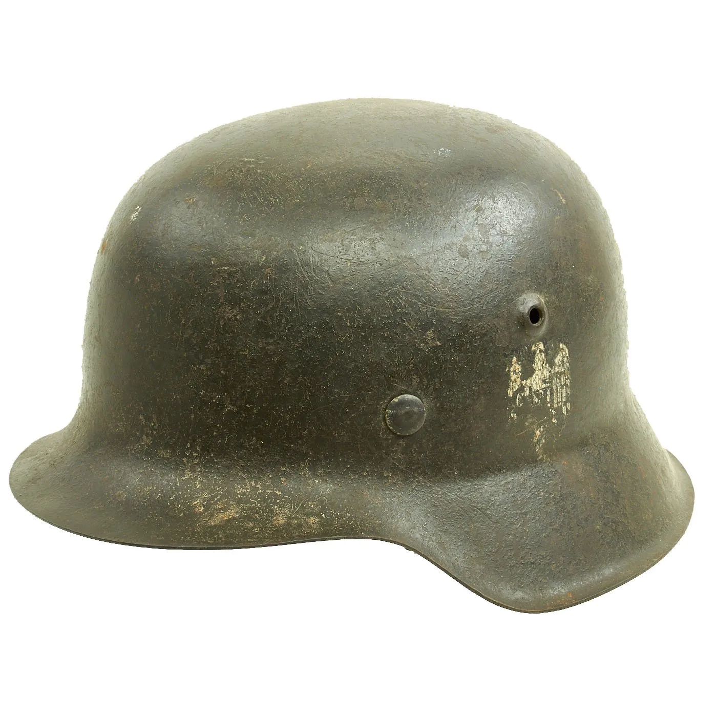 Original German WWII M42 Service Worn Single Decal Army Heer Helmet with Liner - hkp66