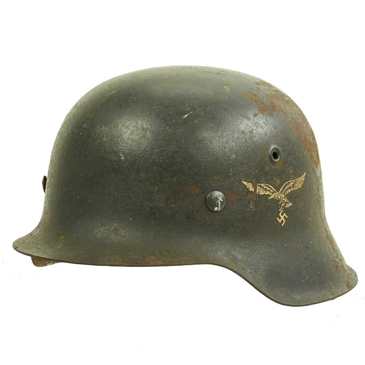 Original German WWII M42 Service Worn Single Decal Luftwaffe Helmet with Size 57 Liner - ET64