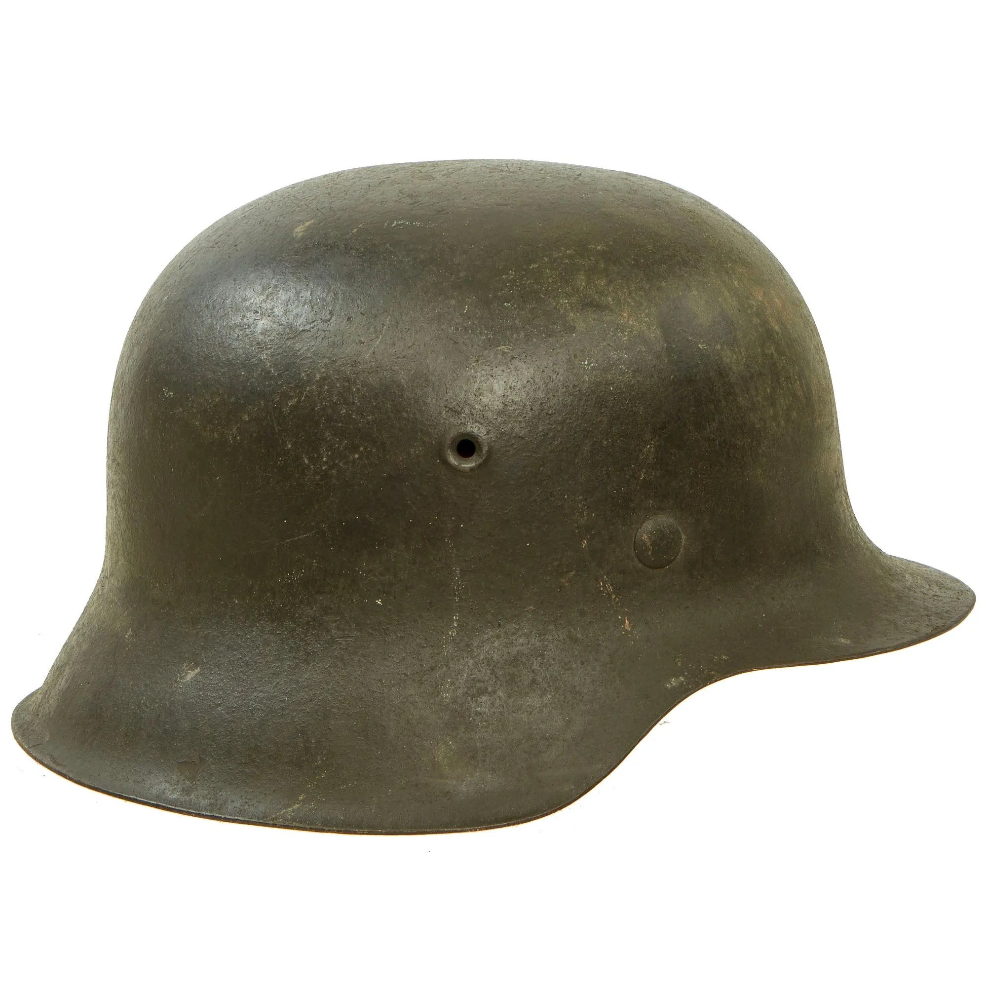 Original German WWII M42 Single Decal Army Heer Helmet with 54cm Liner & Partial Chinstrap - stamped EF62