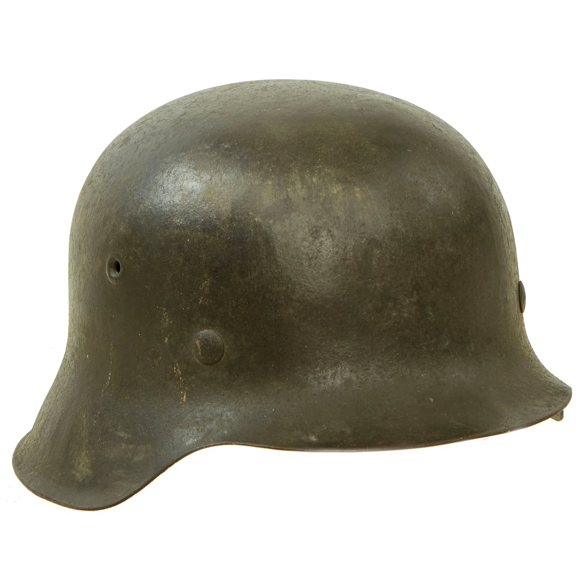 Original German WWII M42 Single Decal Army Heer Helmet with 54cm Liner & Partial Chinstrap - stamped EF62