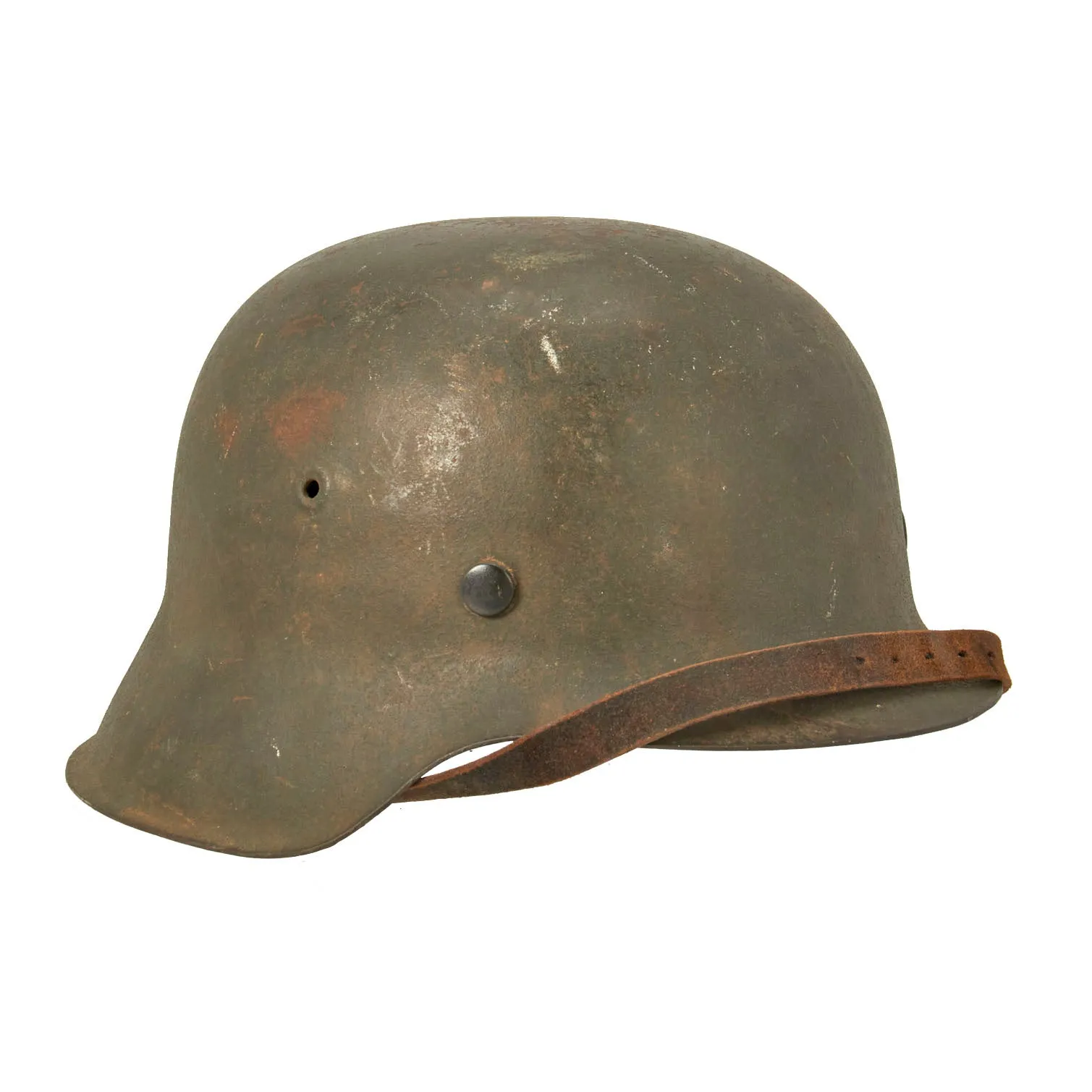 Original German WWII M42 Single Decal Army Heer Helmet with 58cm Liner & Chinstrap - stamped EF66