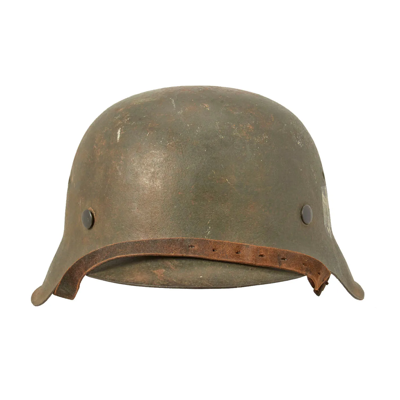 Original German WWII M42 Single Decal Army Heer Helmet with 58cm Liner & Chinstrap - stamped EF66