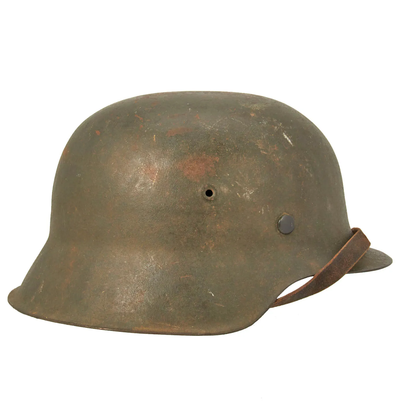 Original German WWII M42 Single Decal Army Heer Helmet with 58cm Liner & Chinstrap - stamped EF66