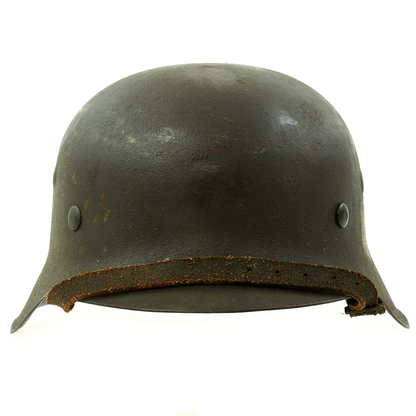 Original German WWII M42 Single Decal Army Heer Helmet with Size 57 Liner and Chinstrap - EF64