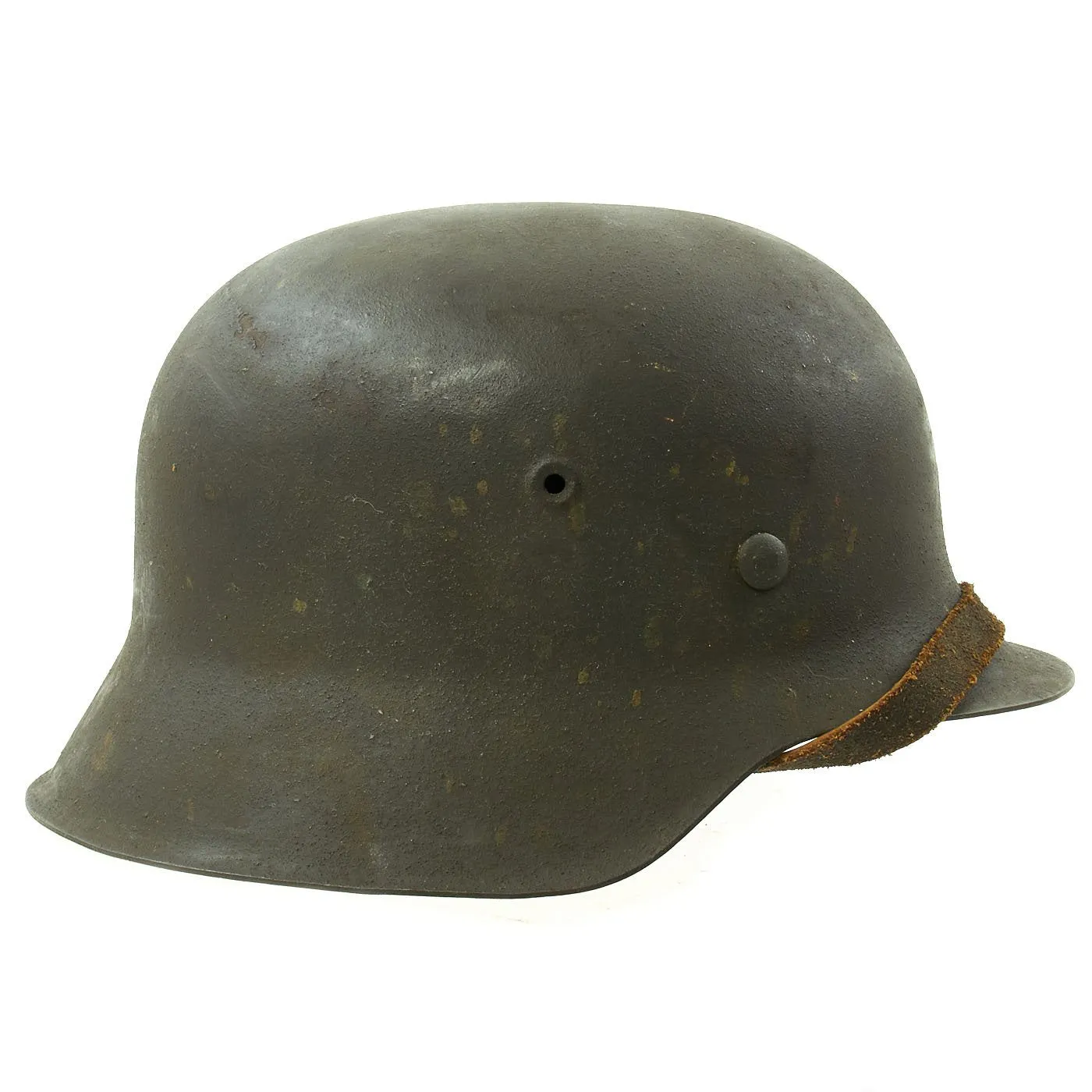 Original German WWII M42 Single Decal Army Heer Helmet with Size 57 Liner and Chinstrap - EF64