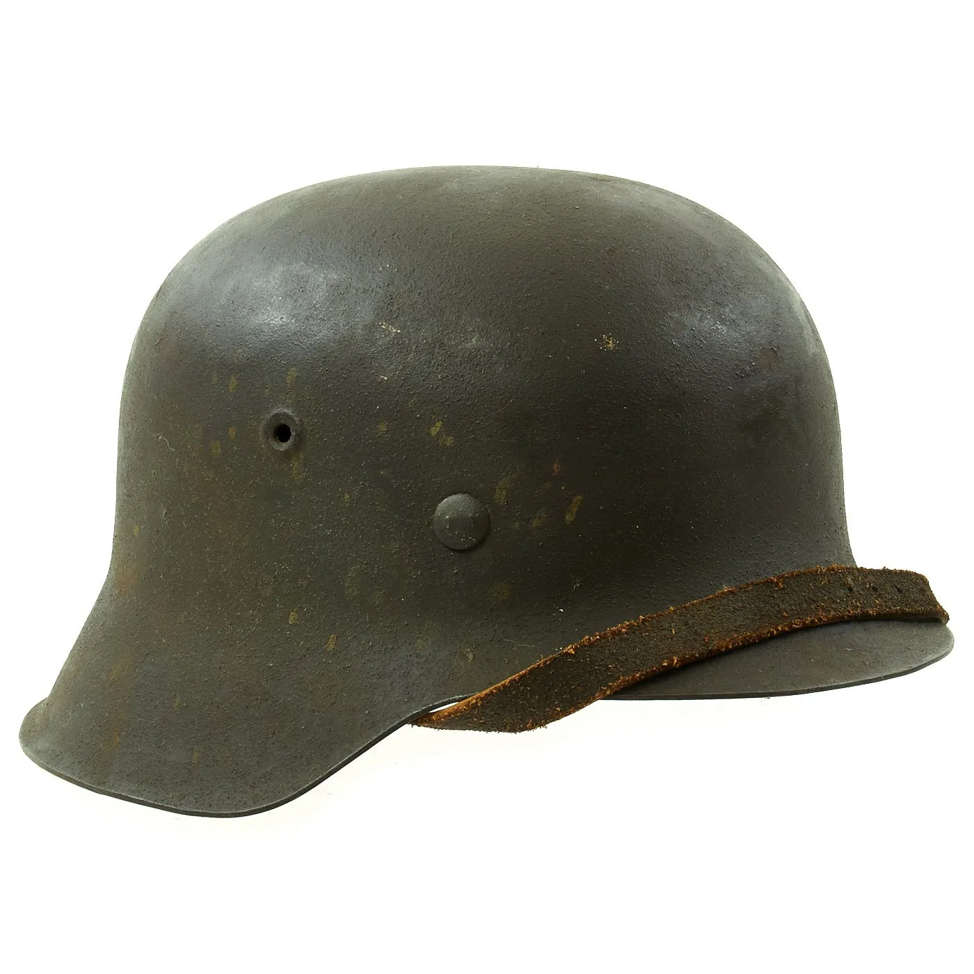 Original German WWII M42 Single Decal Army Heer Helmet with Size 57 Liner and Chinstrap - EF64