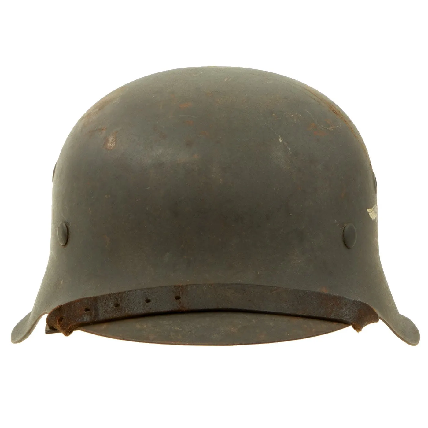 Original German WWII M42 Single Decal Luftwaffe Helmet with 58cm Liner & Chinstrap - NS66