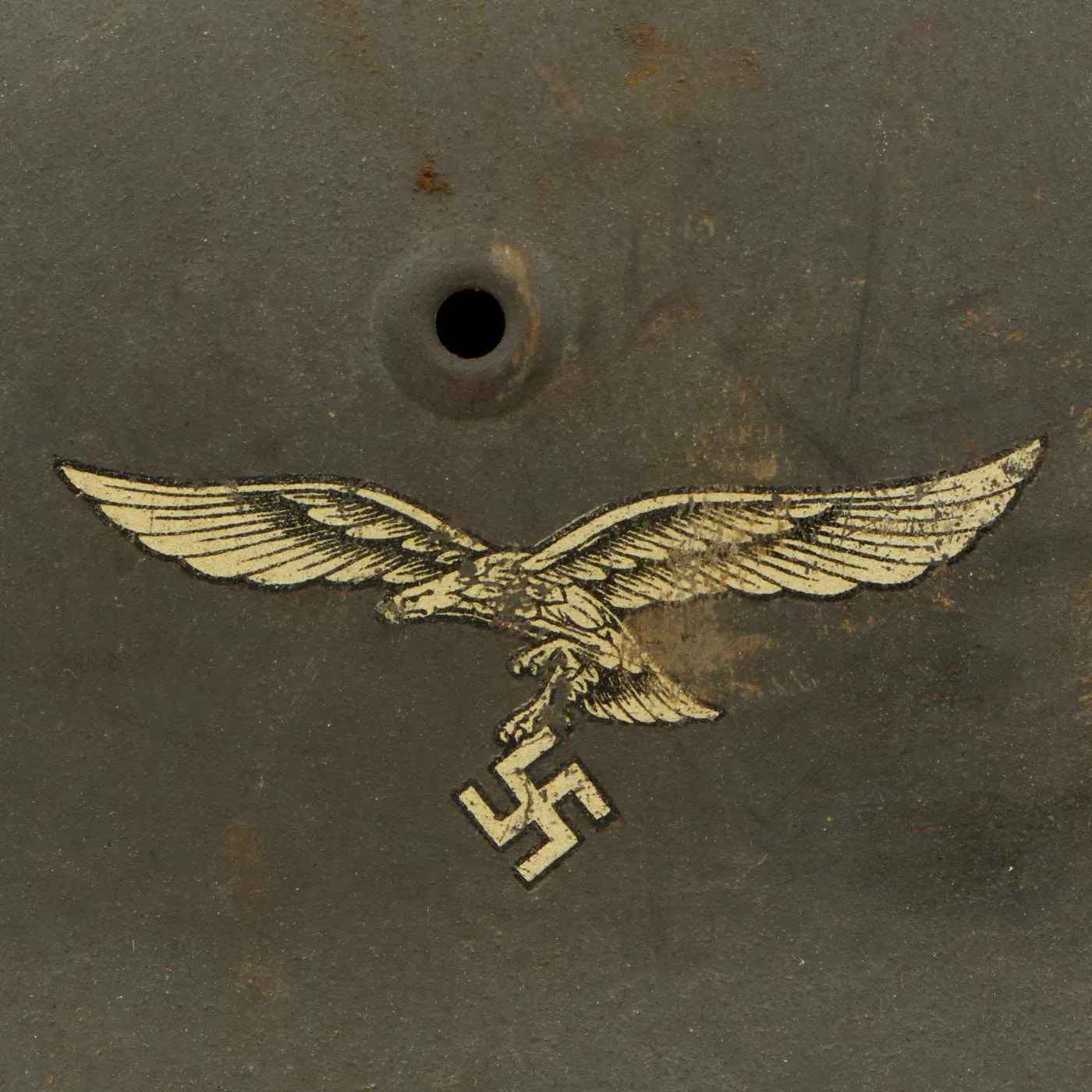 Original German WWII M42 Single Decal Luftwaffe Helmet with 58cm Liner & Chinstrap - NS66