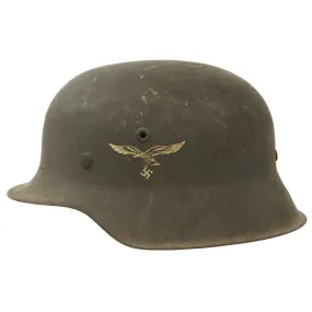 Original German WWII M42 Single Decal Luftwaffe Helmet with 59cm Liner - NS66