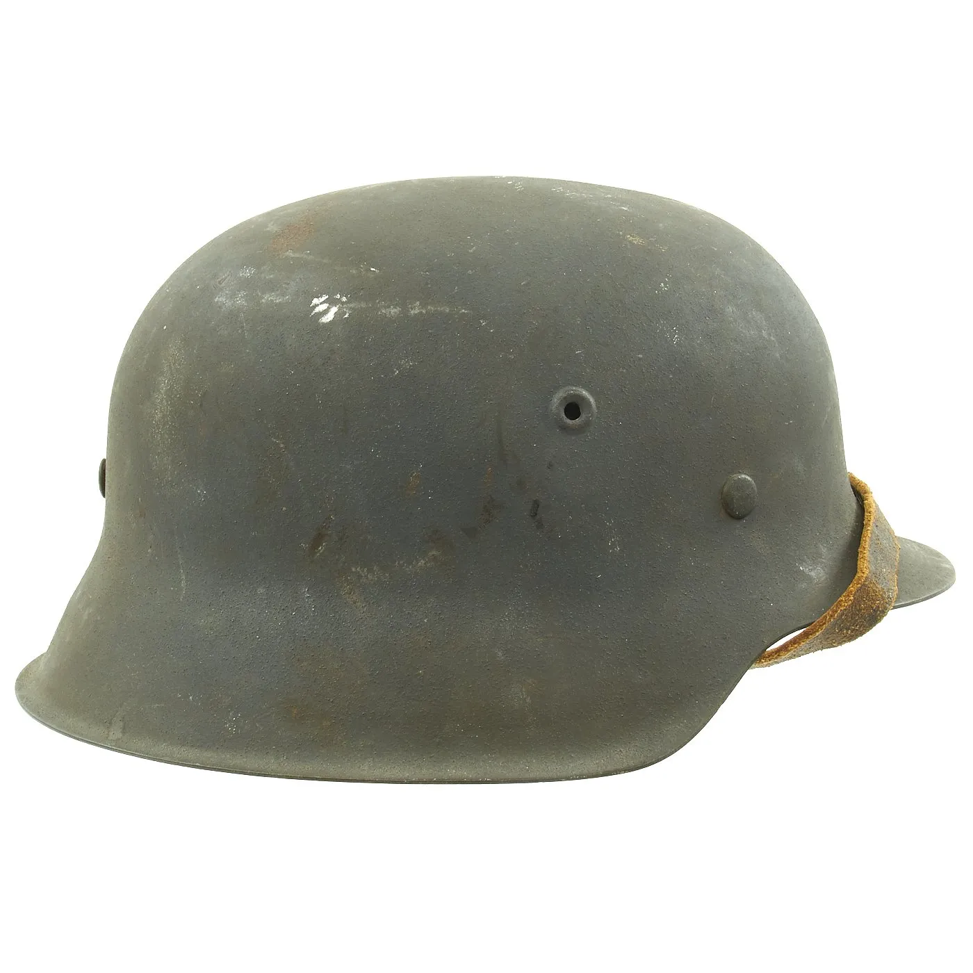 Original German WWII M42 Single Decal Luftwaffe Helmet with Textured Paint, Dome Stamp, and 59cm Liner - NS66