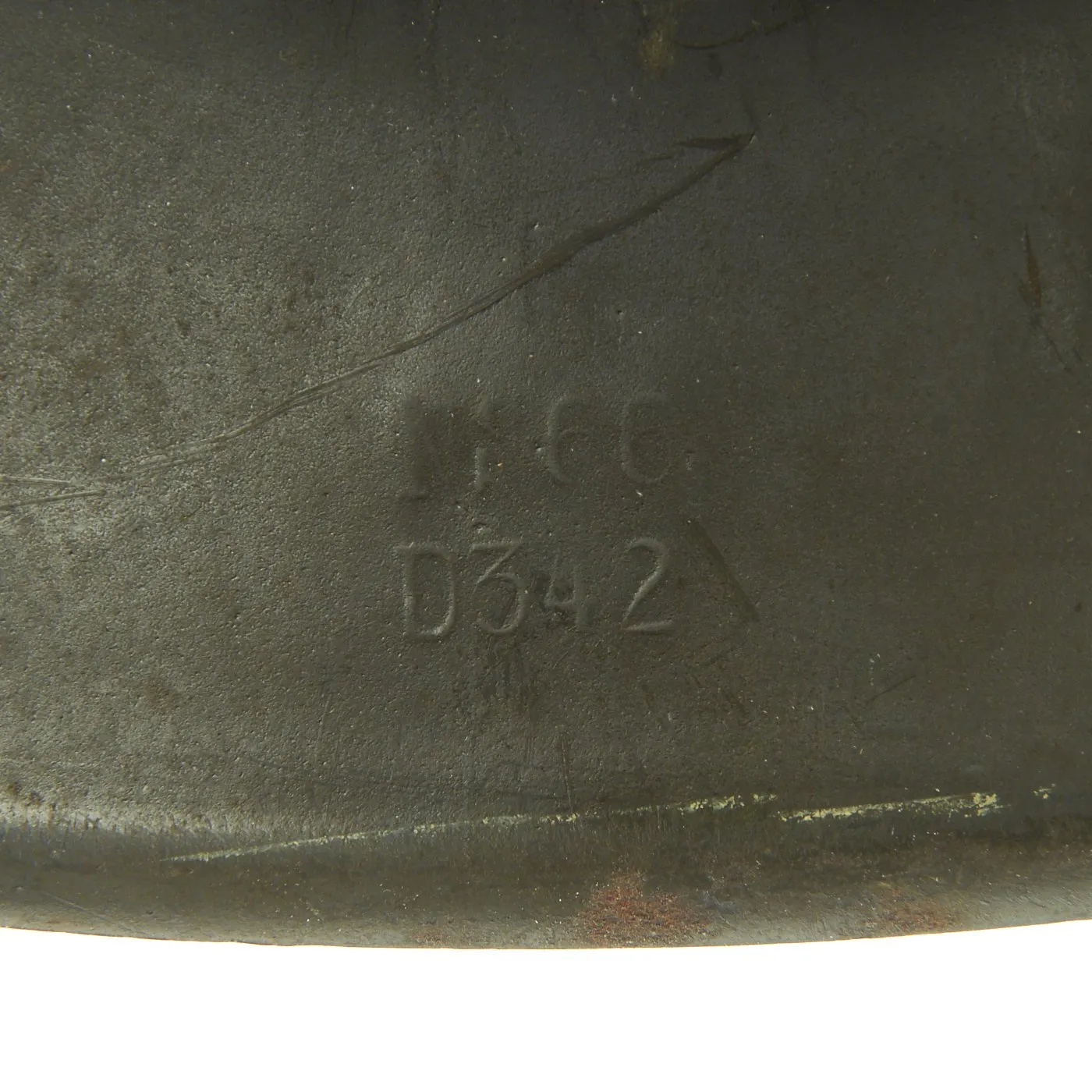 Original German WWII M42 Single Decal Luftwaffe Helmet with Textured Paint, Dome Stamp, and 59cm Liner - NS66