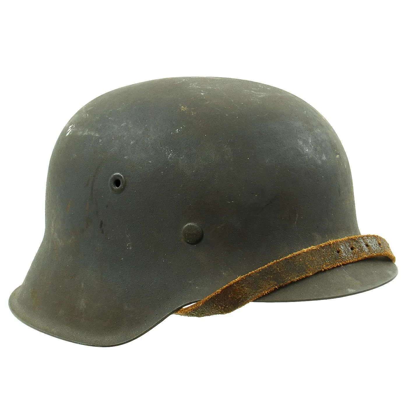 Original German WWII M42 Single Decal Luftwaffe Helmet with Textured Paint, Dome Stamp, and 59cm Liner - NS66