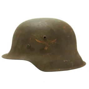 Original German WWII M42 Single Decal Luftwaffe Helmet with Textured Paint - NS64