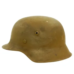 Original German WWII M42 Textured Sand Camouflage Helmet with 58cm Liner & Chinstrap - stamped ckl66