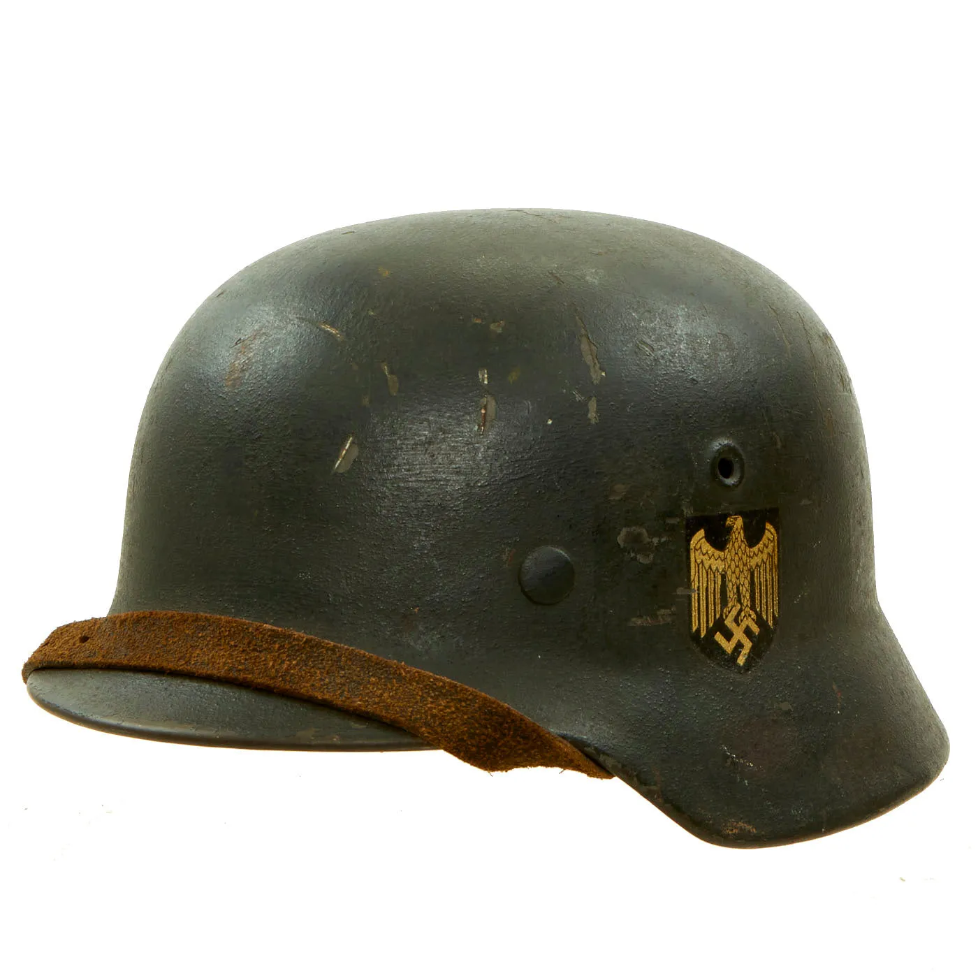 Original German WWII Named Army Heer M40 Single Decal Steel Helmet with 58cm Liner & Chinstrap - ET66