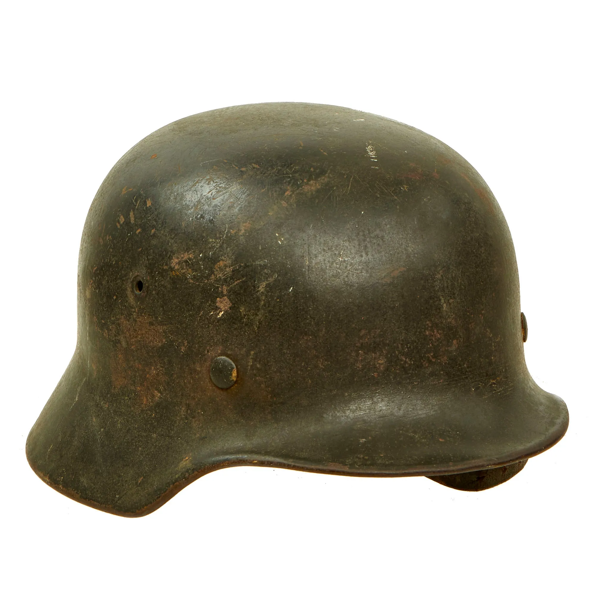 Original German WWII Named M40 Single Decal Army Heer Helmet with 56cm Liner & Broken Chinstrap - EF64