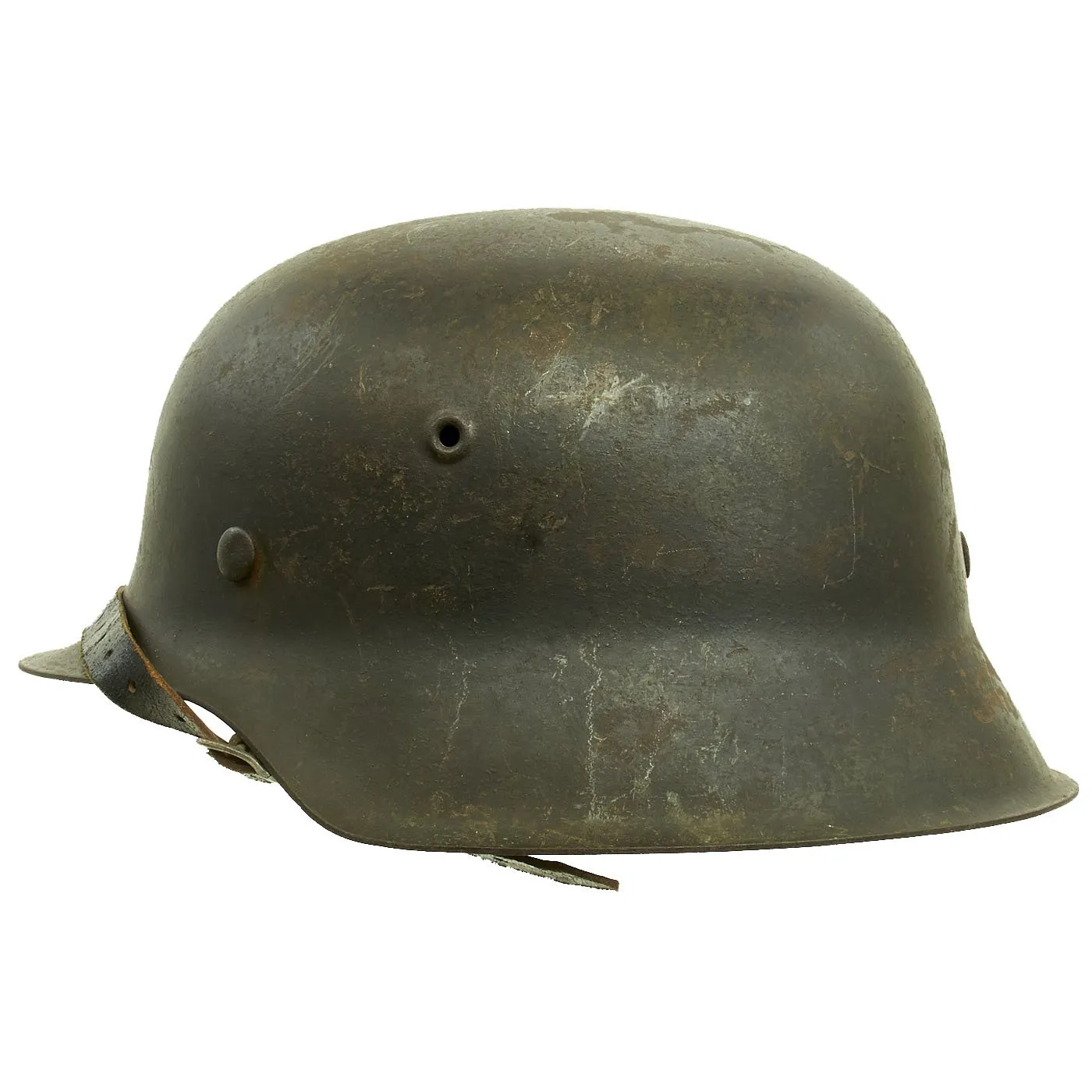 Original German WWII Named M42 Single Decal SS Helmet by Eisenhüttenwerke AG with Liner & Chinstrap - 64cm Shell