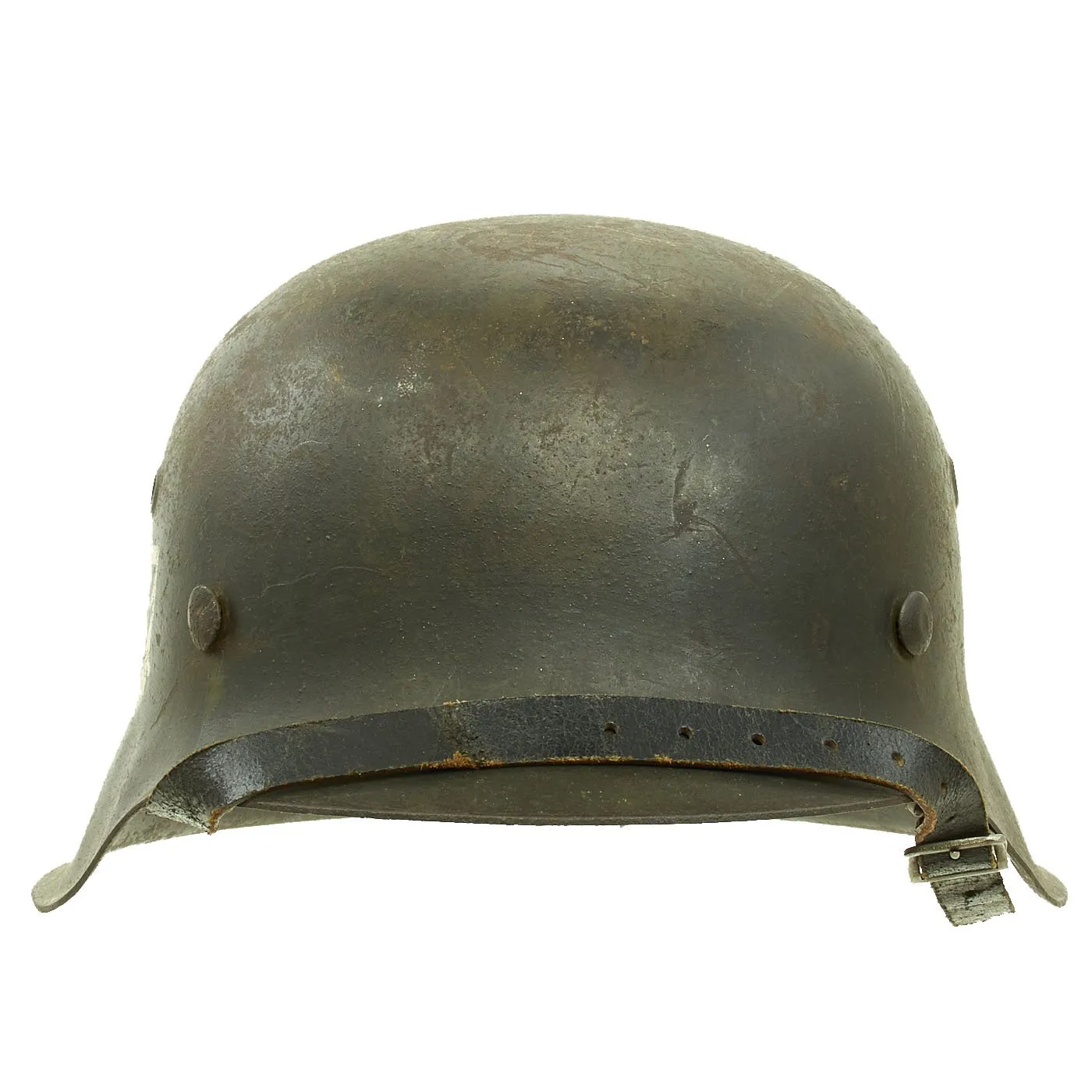 Original German WWII Named M42 Single Decal SS Helmet by Eisenhüttenwerke AG with Liner & Chinstrap - 64cm Shell