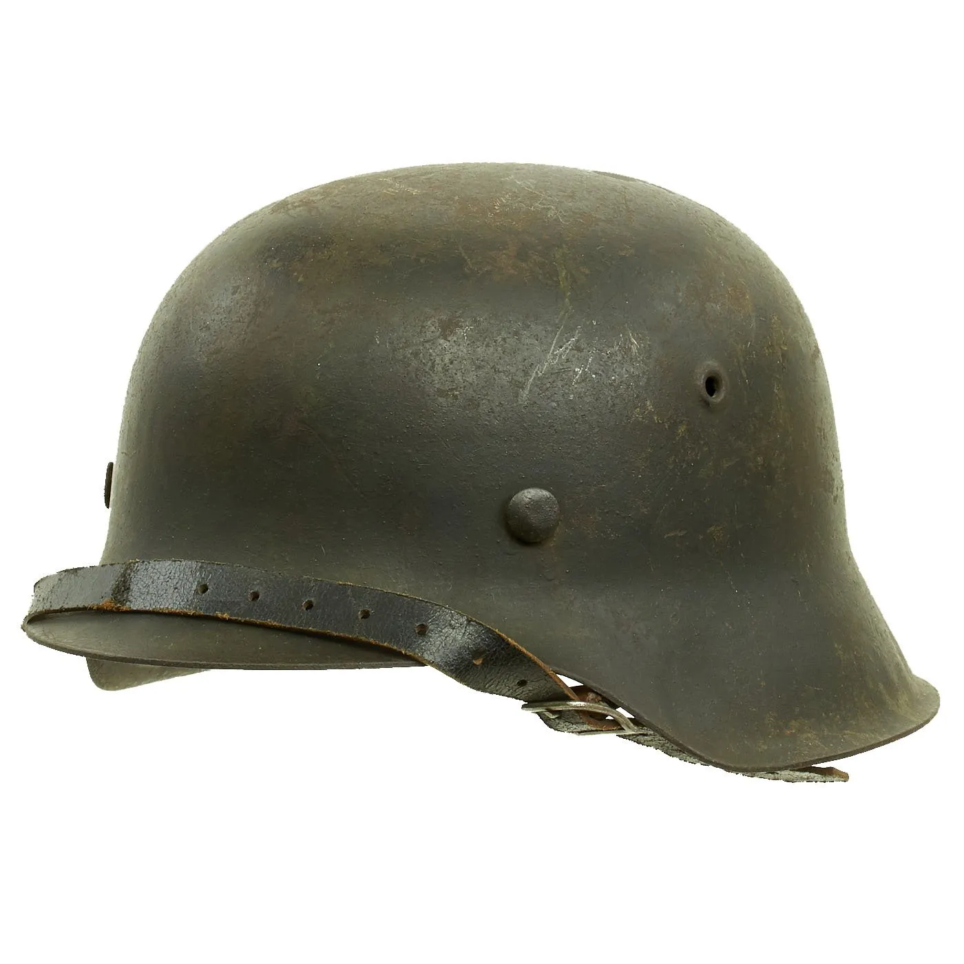 Original German WWII Named M42 Single Decal SS Helmet by Eisenhüttenwerke AG with Liner & Chinstrap - 64cm Shell