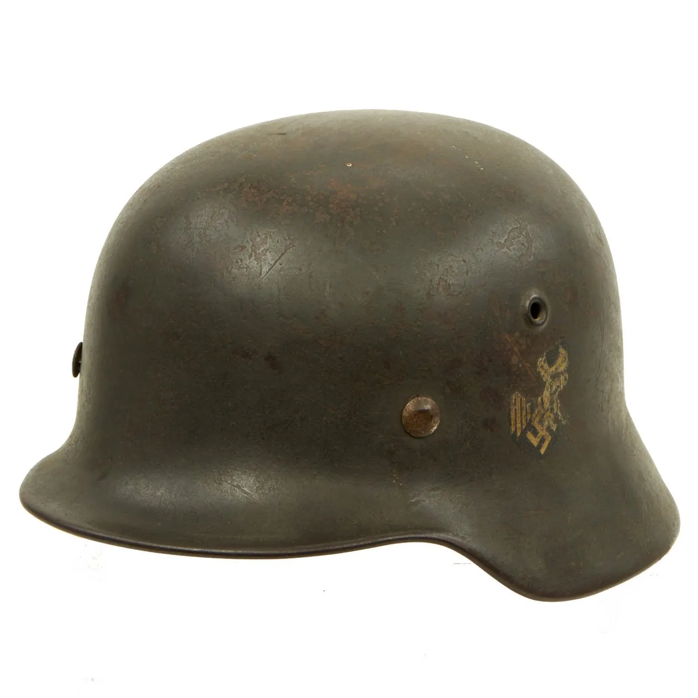 Original German WWII Service Used M40 Single Decal Army Heer Helmet with 57cm Liner - ET64