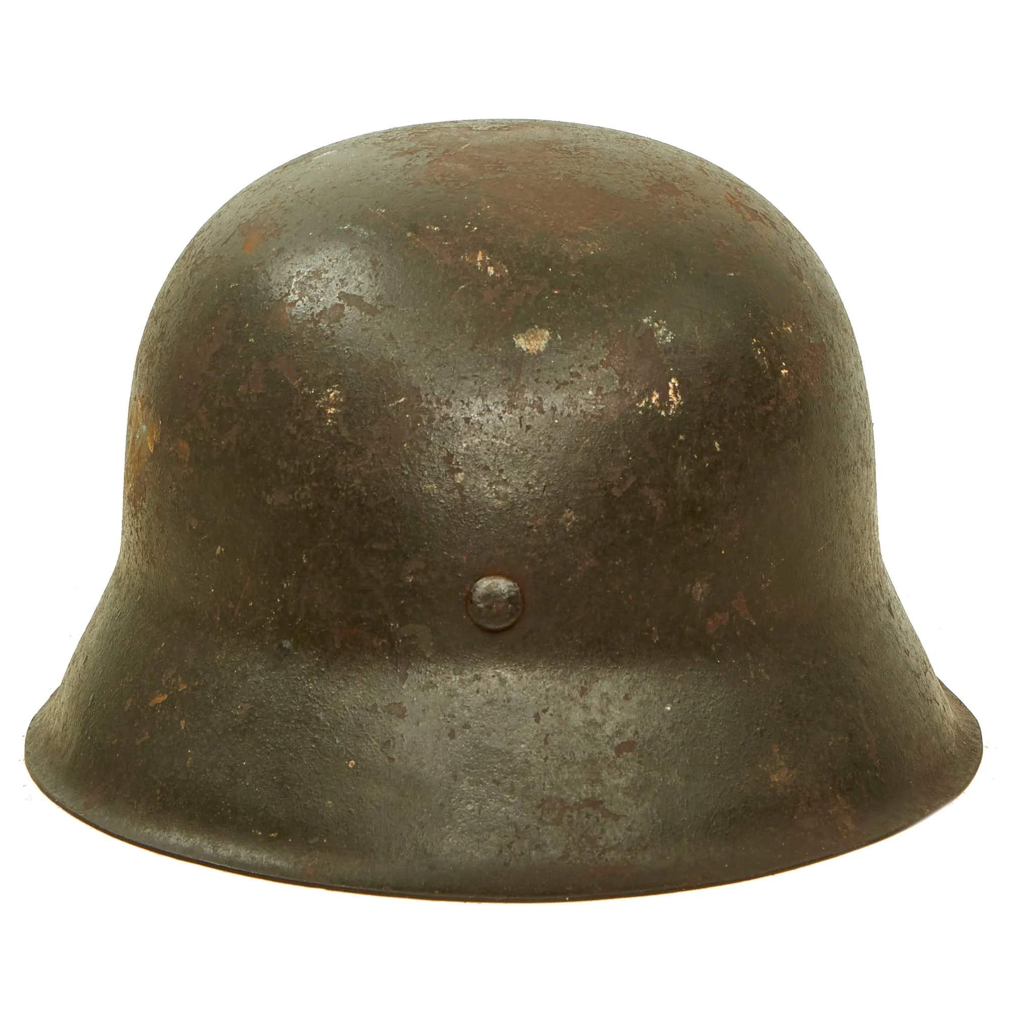 Original German WWII Service Worn Double Decal NSDAP Civic Police M42 Steel Combat Helmet with Liner - EF64