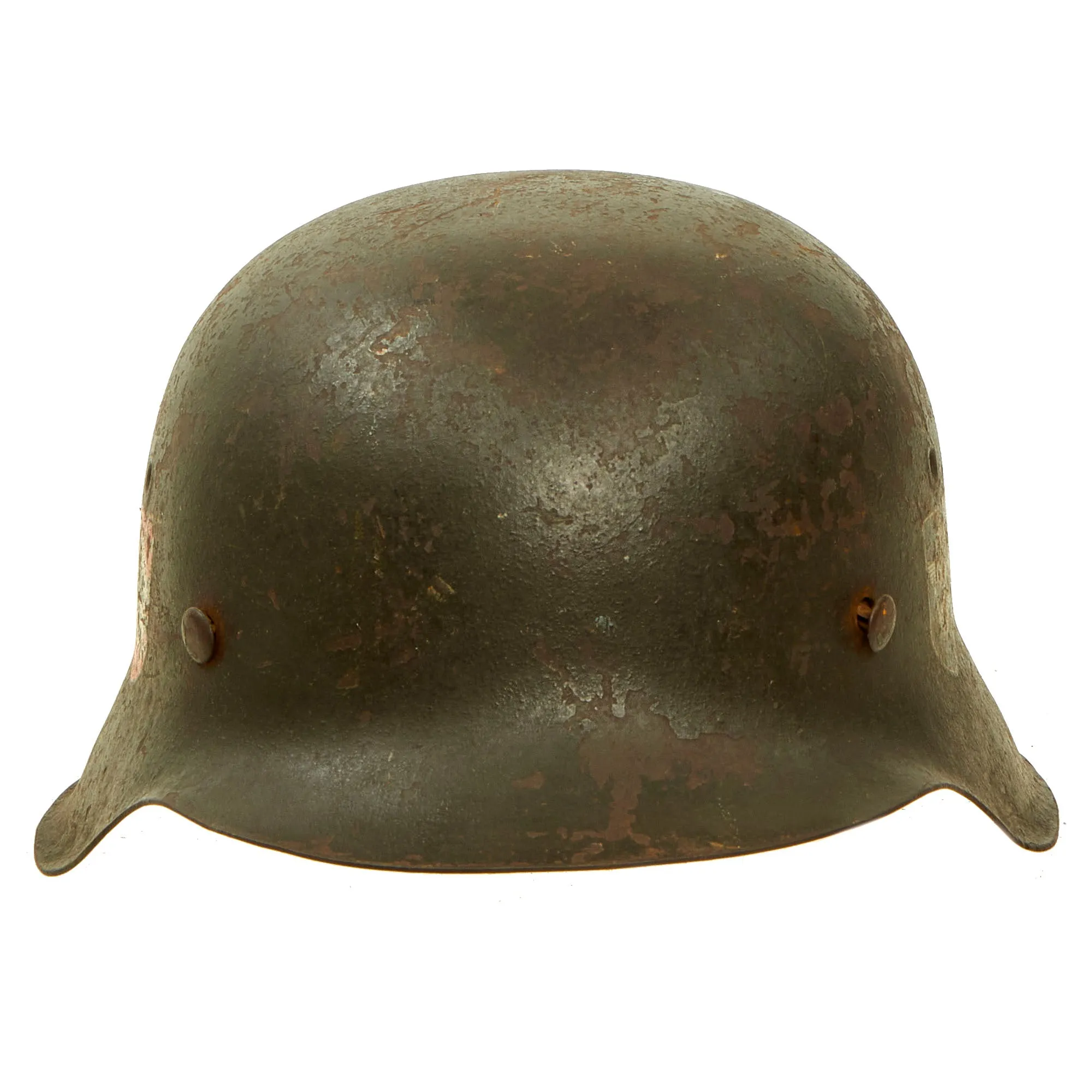 Original German WWII Service Worn Double Decal NSDAP Civic Police M42 Steel Combat Helmet with Liner - EF64