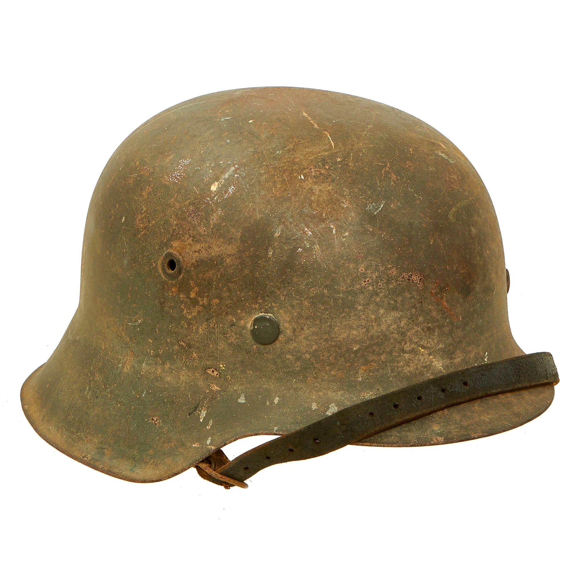 Original German WWII Untouched USGI Bring Back M42 Army Heer Helmet with Liner & Chinstrap - stamped NS64